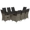 vidaXL Set da Pranzo da Giardino 9 pz con Cuscini in Polyrattan Grigio