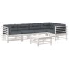 vidaXL Set Divani da Giardino 6pz con Cuscini in Legno Massello Bianco
