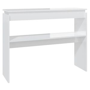 vidaXL Tavolino Consolle Bianco Lucido 102x30x80 cm Legno Multistrato