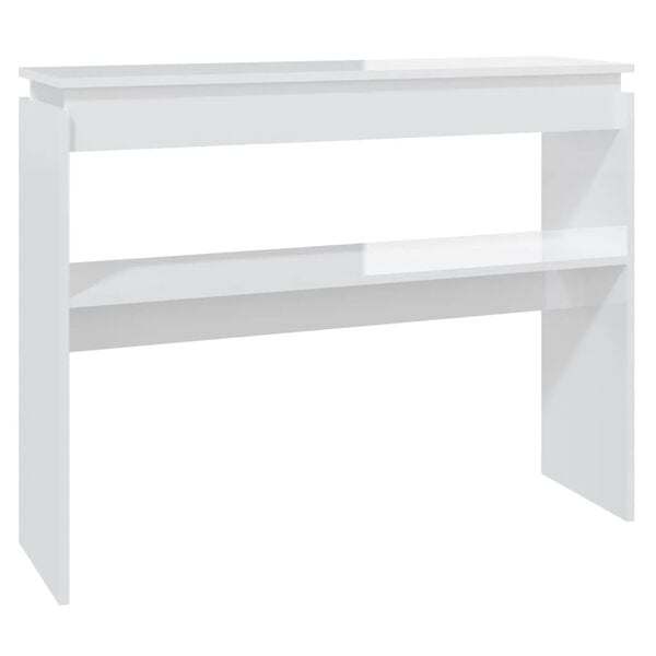 vidaXL Tavolino Consolle Bianco Lucido 102x30x80 cm Legno Multistrato
