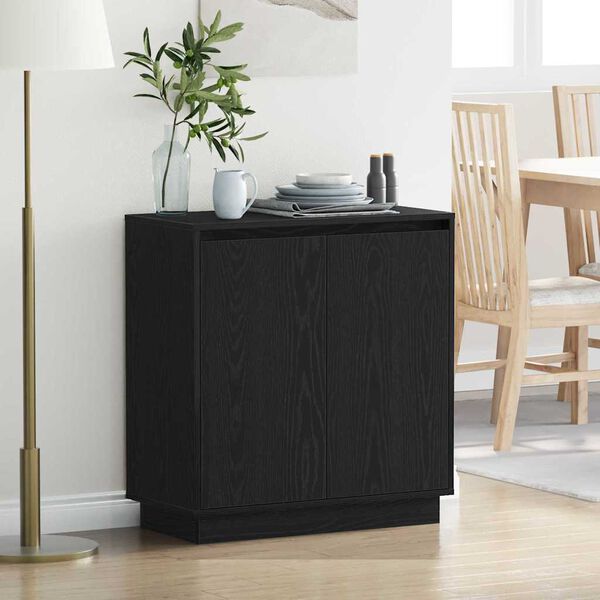 vidaXL Credenza Rovere Nero 71 x 34.5 x 75 cm Legno multistrato