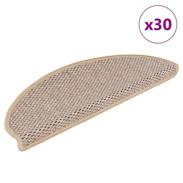 vidaXL Tappeti Adesivi Scale Aspetto Sisal 30pz 65x21x4cm Beige Chiaro