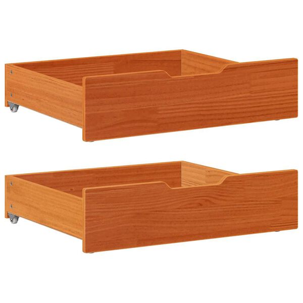 vidaXL Cassettoni per Letto 2pz Marrone Cera 65x55x17 cm Legno di Pino