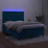 vidaXL Letto a Molle con Materasso e LED Blu Scuro 140x200 cm