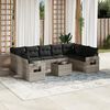 vidaXL Set Divano Giardino 10 pz con Cuscini Grigio Chiaro Polyrattan