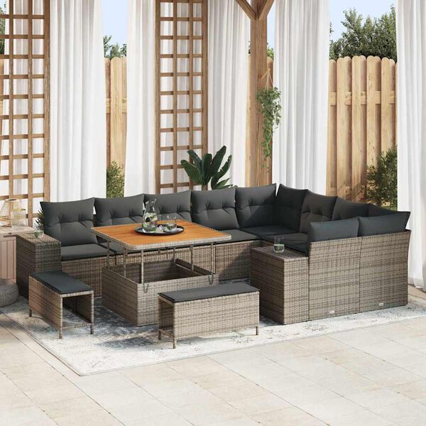 vidaXL Set Divano da Giardino 12 pcs Grigio polyrattan