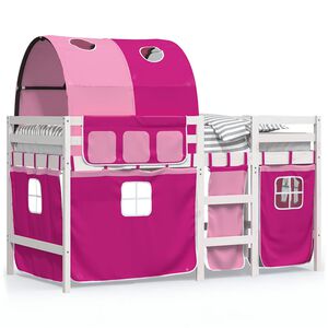 vidaXL Letto a Soppalco con Tunnel Bambini Rosa 90x190cm Massello Pino