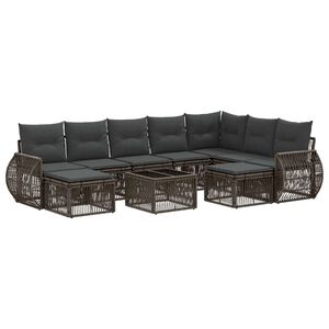 vidaXL Set Divano da Giardino 10 pcs Grigio polyrattan