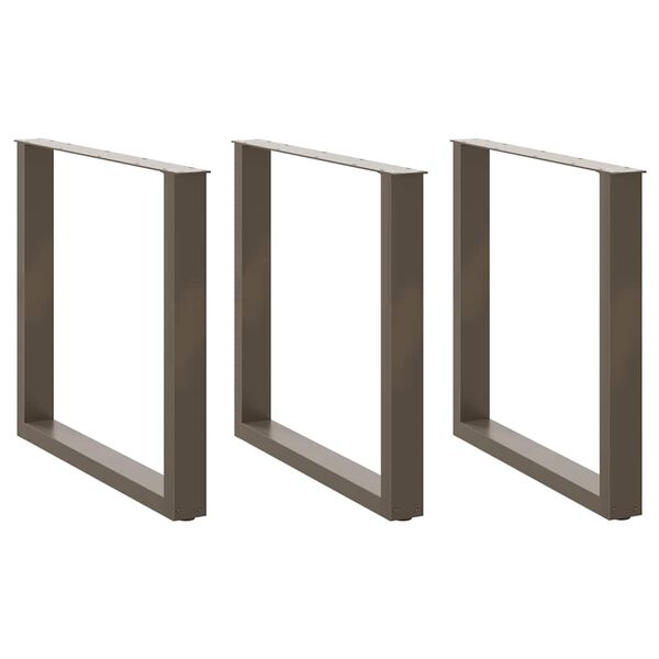 vidaXL Gambe per tavolo da pranzo a forma di U 3 pz in acciaio naturale 80x(72-73) cm