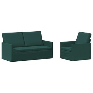 vidaXL Set di divani 2 pcs Verde Scuro Tessuto