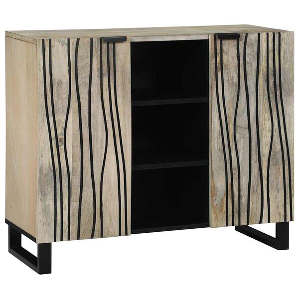 vidaXL Sideboard Bianco 90 x 33 x 75 cm legno massello di mango