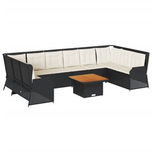 vidaXL Set Salotto da Giardino con Cuscini 7pz Nero Polyrattan