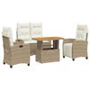 vidaXL Set da Pranzo da Giardino 4 pz con Cuscini Beige in Polyrattan