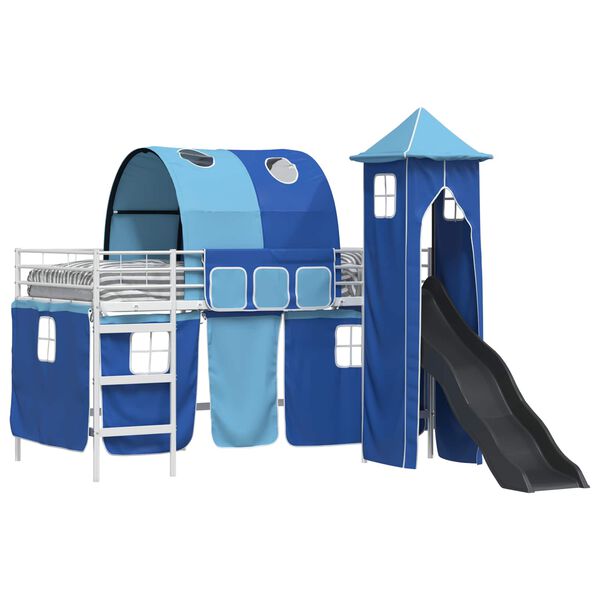 vidaXL Struttura del letto loft per bambini Bianco e Blu 79,5 x 200 cm