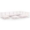 vidaXL Set Divani da Giardino 10 pz Bianchi in Legno Massello di Pino