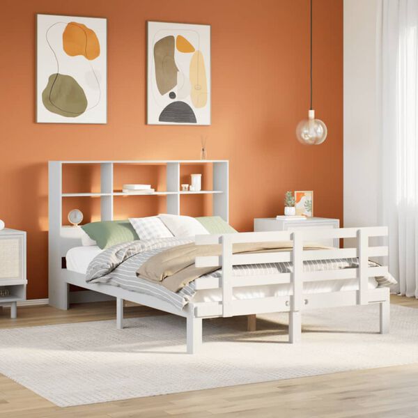 vidaXL Letto Libreria senza Materasso Bianco 140x200 cm Legno di Pino