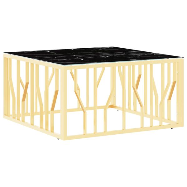 vidaXL Tavolino da Salotto Oro 80x80x40 cm in Acciaio Inox e Vetro