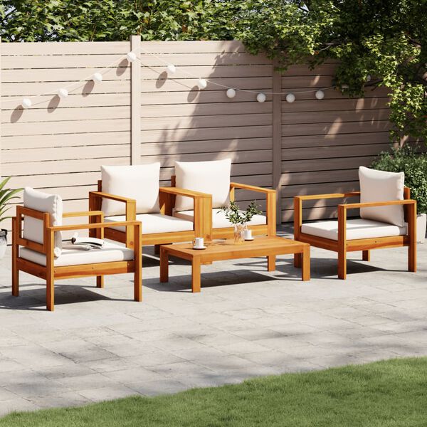 vidaXL Set Divano da Giardino 5 pz con Cuscini Legno Massello Acacia