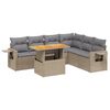 vidaXL Set Divani da Giardino 7 pz con Cuscini Beige in Polyrattan