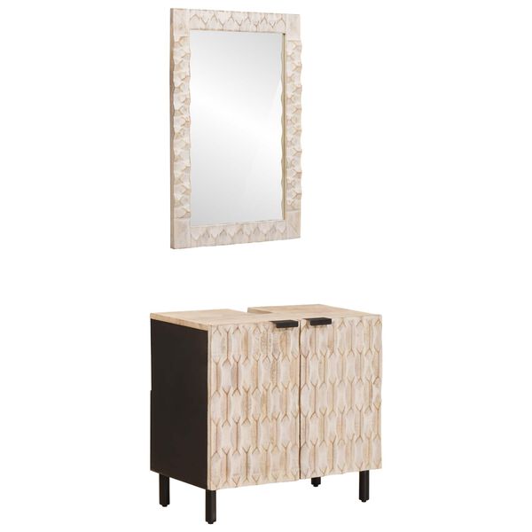 vidaXL Set da Bagno Finitura Bianco Lavato Legno di mango massello