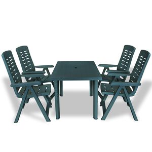 vidaXL Set da Pranzo da Giardino 5 pz in Plastica Verde