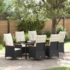 vidaXL Set da Pranzo per Giardino con cuscino 7 pcs Nero polyrattan
