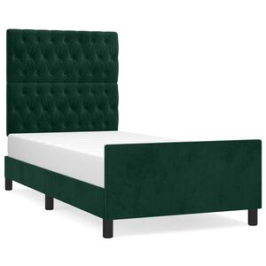 vidaXL Giroletto senza Materasso Verde Scuro 100x200 cm in Velluto