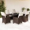 vidaXL Set da Pranzo da Giardino 7pz con Cuscini in Polyrattan Marrone