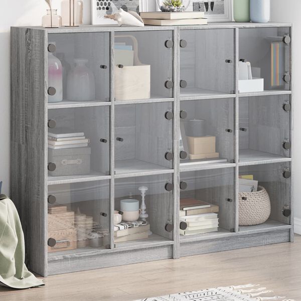 vidaXL Libreria Ante Grigio Sonoma 136x37x109 cm in Legno Multistrato