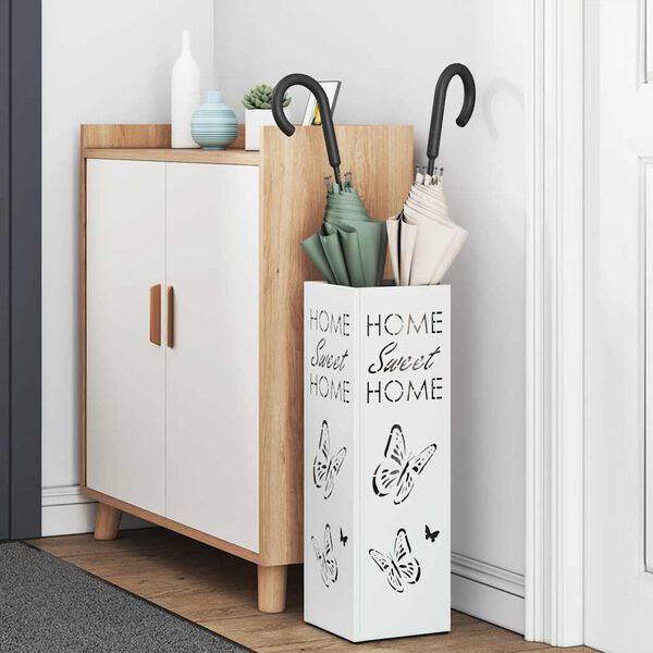 vidaXL Supporto per Ombrellone Bianco 15.5 x 15.5 x 49 cm Metallo