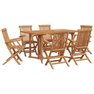 vidaXL Set da Pranzo per Giardino 7 pcs Marrone Legno di teak solido