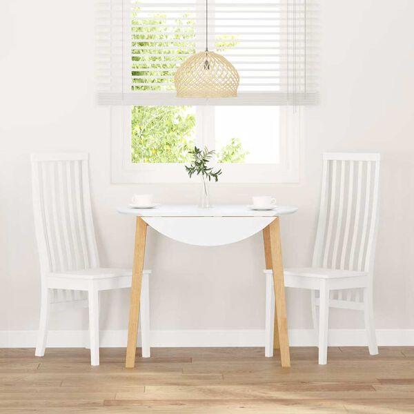 vidaXL Sedie da Pranzo 2 pz Bianche in Legno Massello di Hevea