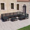 vidaXL Set Divani da Giardino 10 pz Nero in Legno Massello di Pino