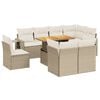vidaXL Set Divano da Giardino 9 pz con Cuscini Beige in Polyrattan
