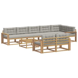 vidaXL Set di divani da esterno 9 pcs Bianco e Grigio Chiaro