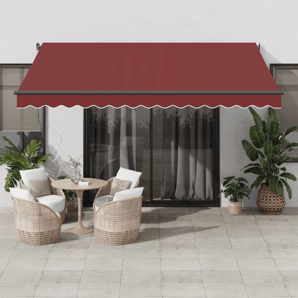 vidaXL Tenda da Sole Retrattile Manuale Bordò 400x300 cm