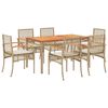 vidaXL Set da Pranzo da Giardino 7 pz con Cuscini Beige in Polyrattan