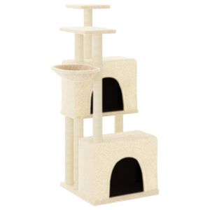 vidaXL Albero per Gatti con Tiragraffi in Sisal Crema 122 cm
