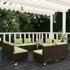 vidaXL Set Divani da Giardino 8 pz con Cuscini in Polyrattan Marrone