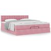 vidaXL Struttura Letto Pouf con Materasso Rosa 200x200 cm Velluto
