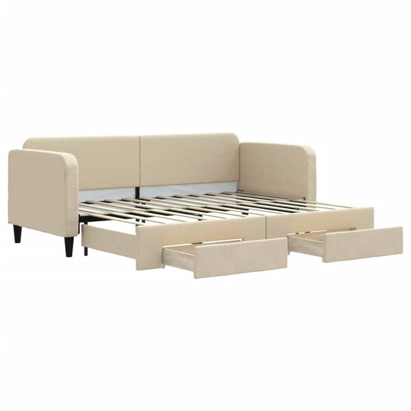 vidaXL Divano Letto Estraibile con Cassetti Crema 80x200 cm in Tessuto