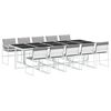 vidaXL Set da Pranzo da Giardino 11 pz con Cuscini Bianco in Textilene