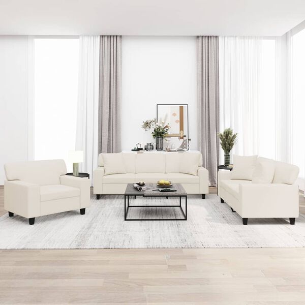vidaXL Set di Divani 3 pz con Cuscini Crema in Similpelle