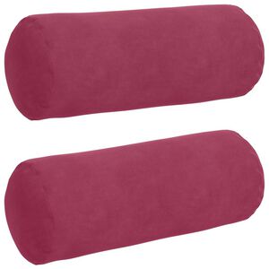 vidaXL Cuscini a rullo 2 pcs Rosso Vino &Oslash; 15 x 40 cm Tessuto in Cords