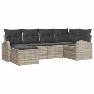 vidaXL Set di divani con cuscino 6 pcs Grigio chiaro polyrattan