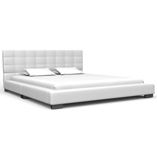 vidaXL Letto con Materasso Memory Foam Bianco in Similpelle 140x200 cm