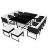 vidaXL Set da Pranzo da Giardino 11 pz con Cuscini in Polyrattan Nero