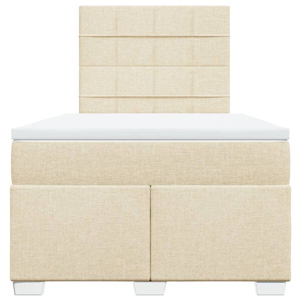 vidaXL Giroletto a Molle con Materasso Crema 120x190 cm in Tessuto