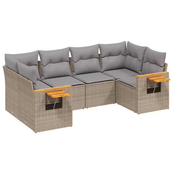 vidaXL Set Divano da Giardino 6 pz con Cuscini Beige in Polyrattan