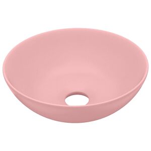 vidaXL Lavandino da Bagno in Ceramica Rosa Opaco Rotondo